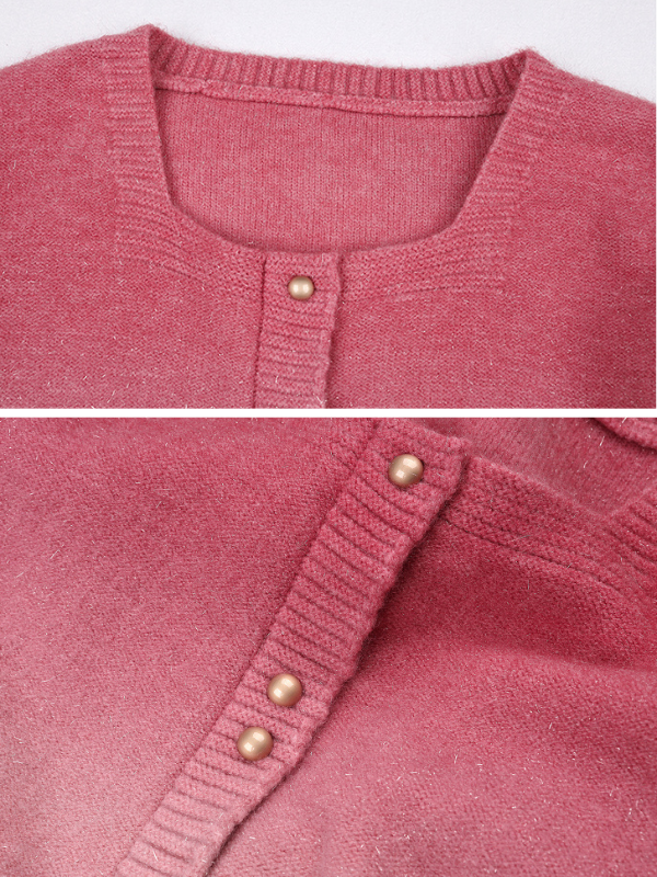 Blush Ombre Pearl-Button Cardigan