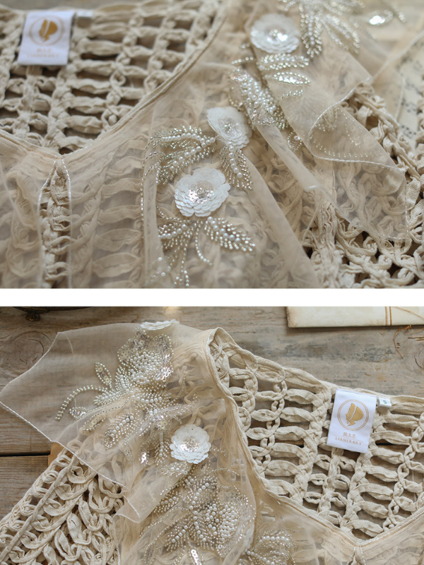 Vintage Lace Embellished Crochet Top