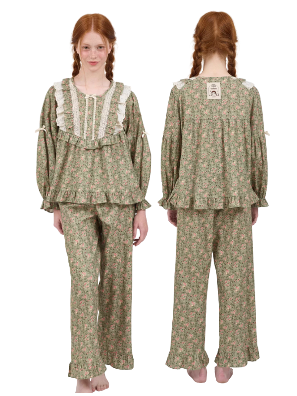 Olive Garden Lace Ruffle Loungewear Set