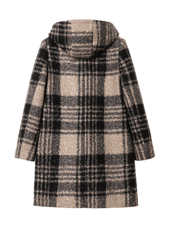 Checkered Hooded Toggle Coat