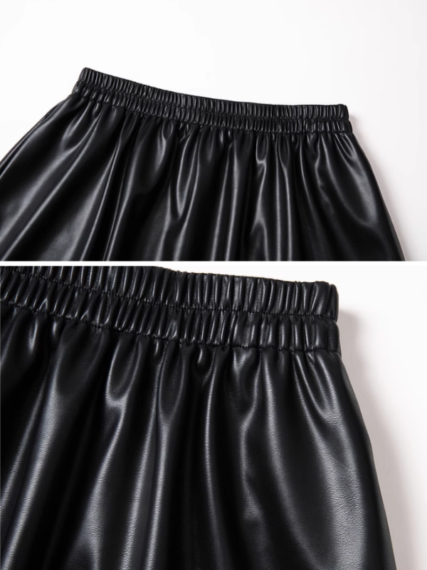 Glossy Black Faux Leather Skirt