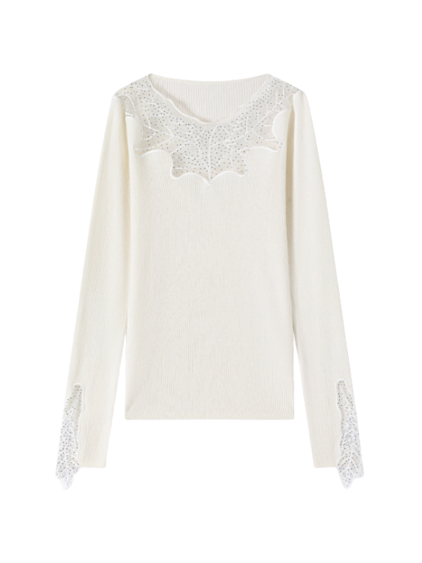 Enchanted Leaf Lace Elegance Knit Top