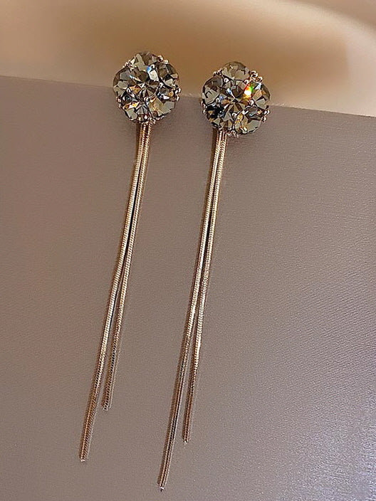 Elegant Grey Zircon Ball Earrings