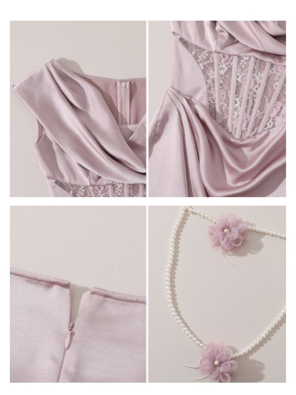 Fairytale Pearl Blossom Satin Dress