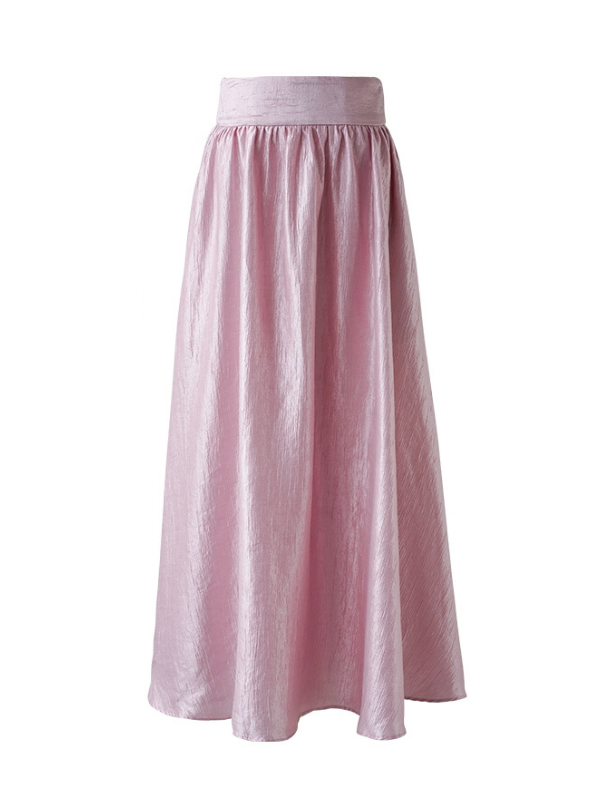 Delicate Pink Satin A-Line Skirt