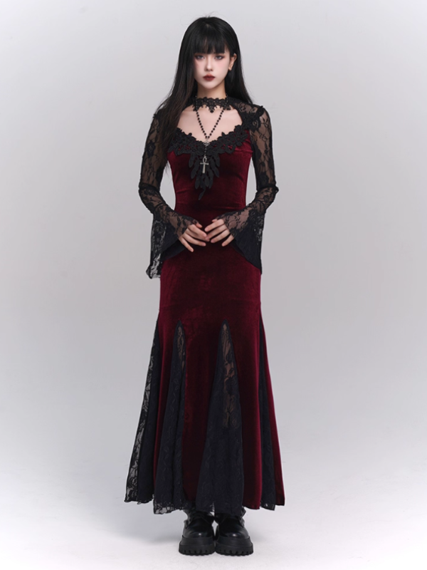 Nocturne Velvet & Lace Siren Gown
