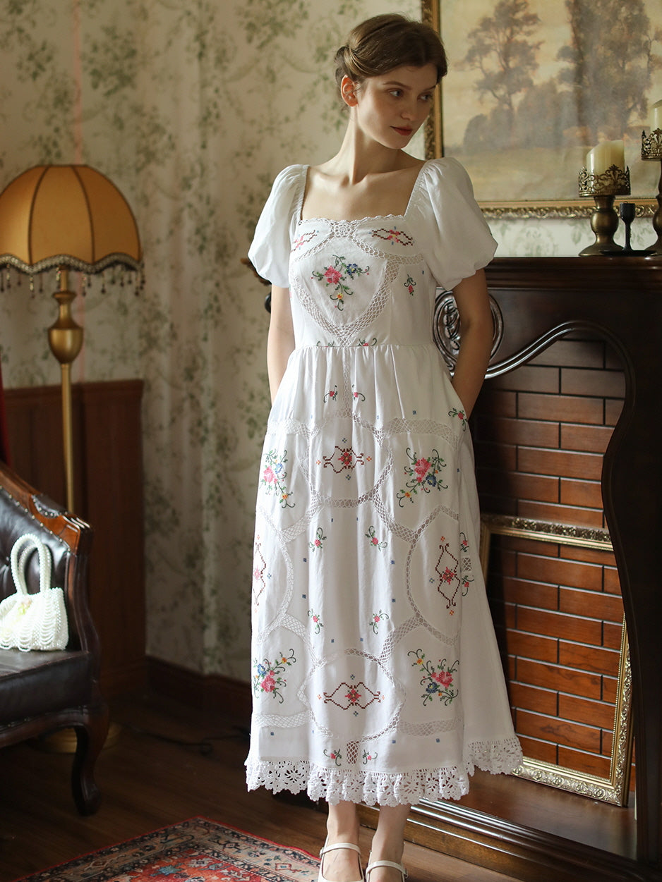 Emily's Vintage Floral Charm Dress