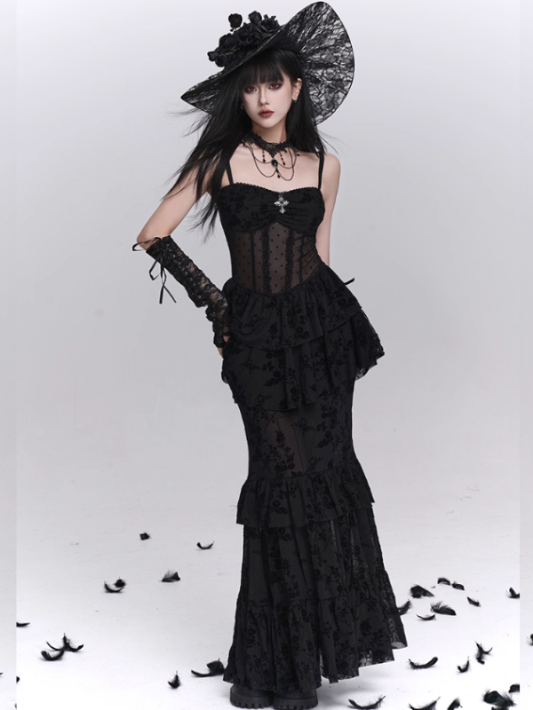 Gothic Tiered Lace Corset Dress