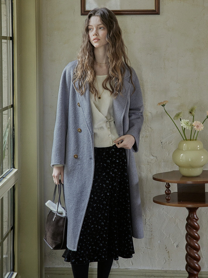 Vintage Lavender Wool Double-Breasted Coat