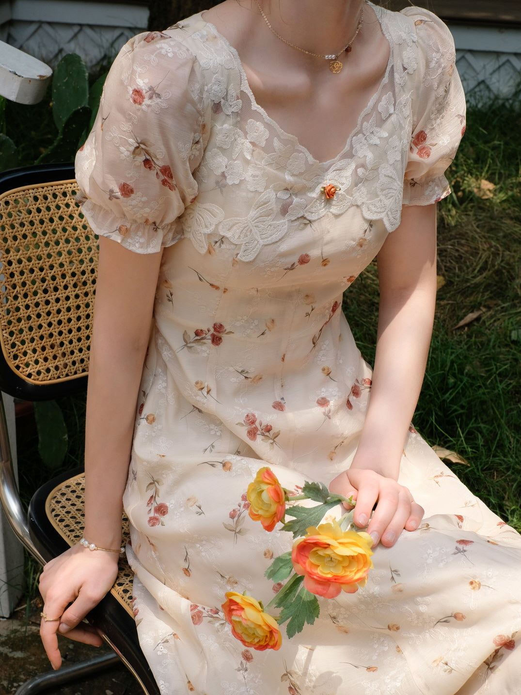 Ivory Rose Lace Summer Dress