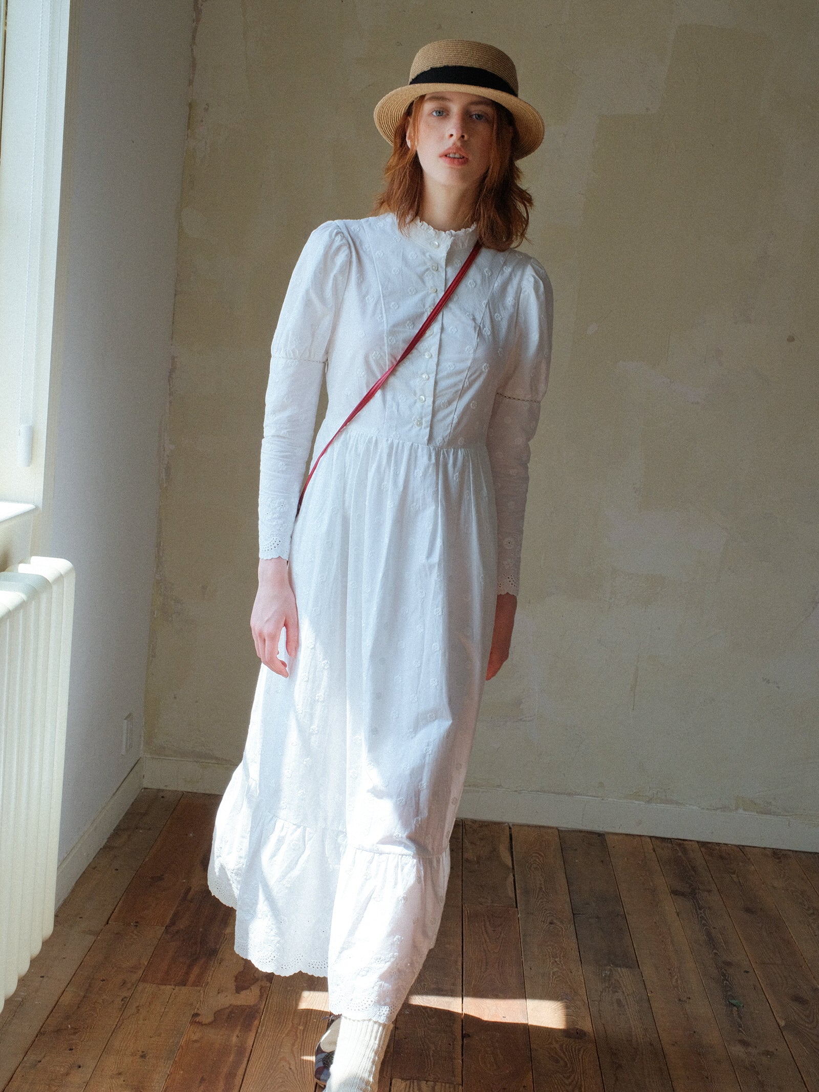 Vintage Embroidered Cotton Maxi Dress