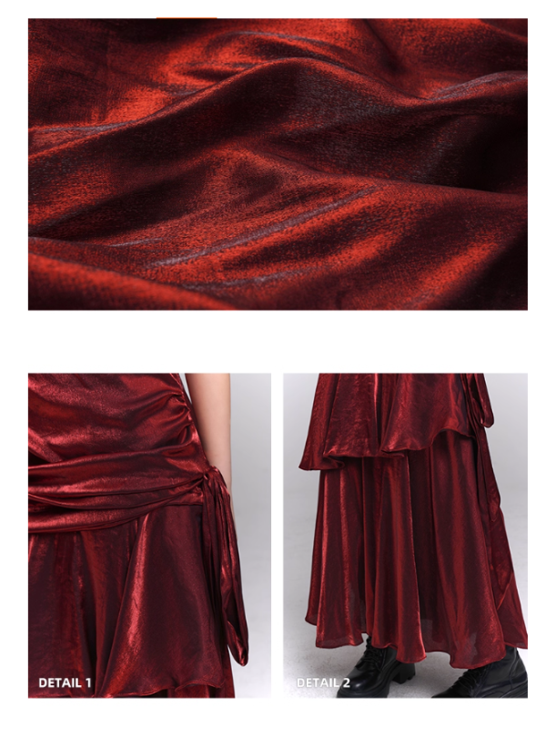 Crimson Siren Tiered Velvet Maxi Dress