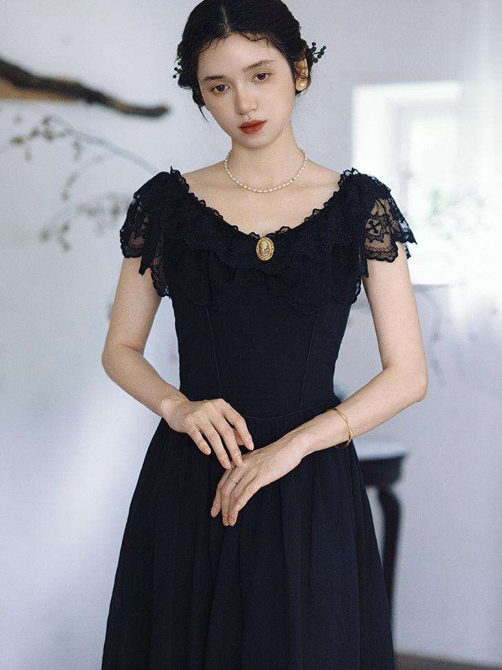 Audrey's Vintage Charm Black Dress