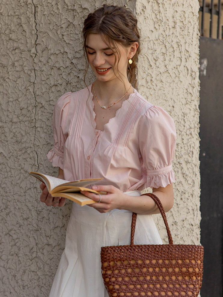 Emma's Romantic Pink Collar Blouse