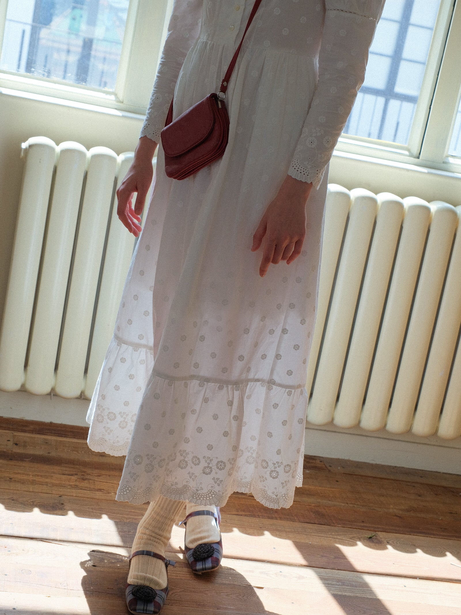 Vintage Embroidered Cotton Maxi Dress