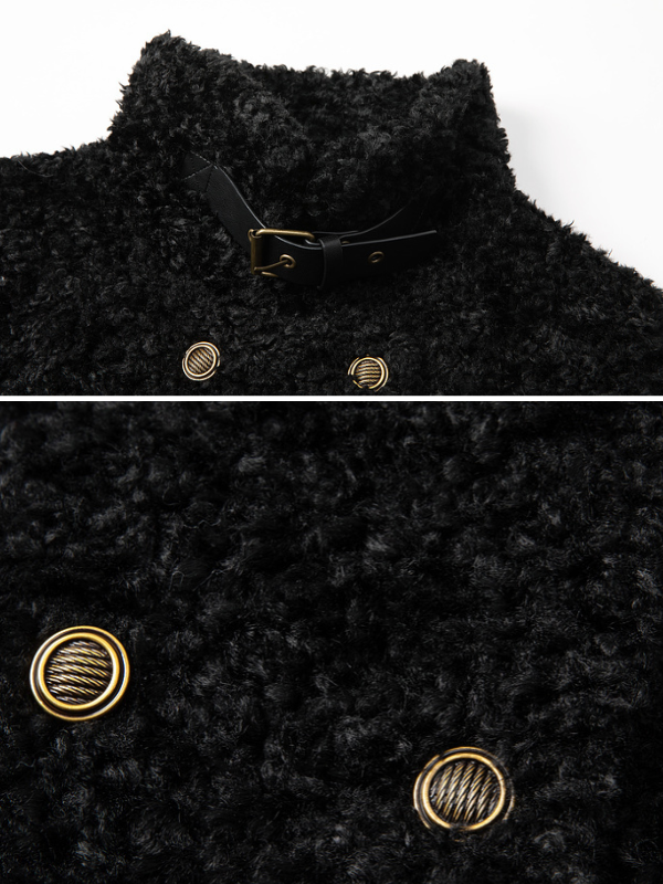 Elegant Double-Breasted Faux Fur Coat