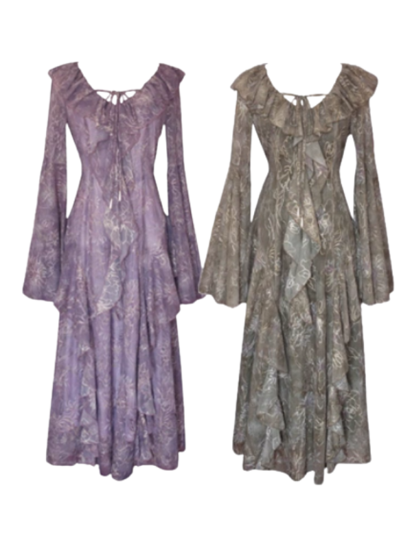 Twilight Garden Sheer Floral Ruffle Dress
