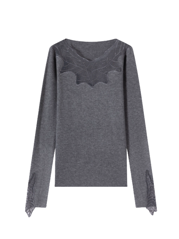 Enchanted Leaf Lace Elegance Knit Top