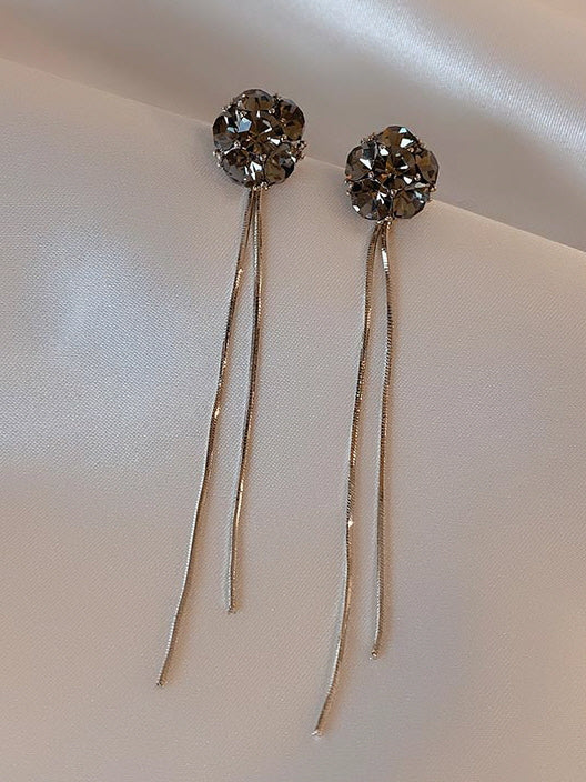 Elegant Grey Zircon Ball Earrings