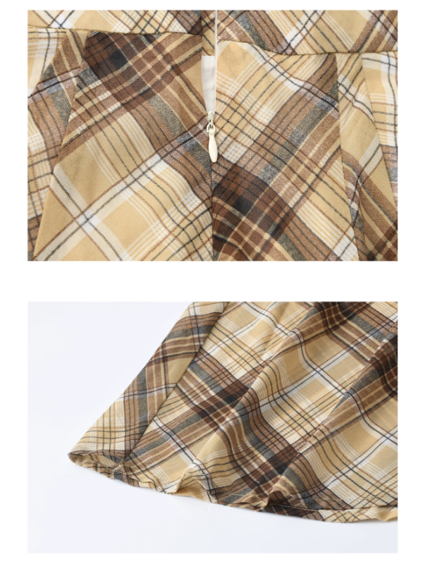 Autumn Vintage Plaid Flow Skirt