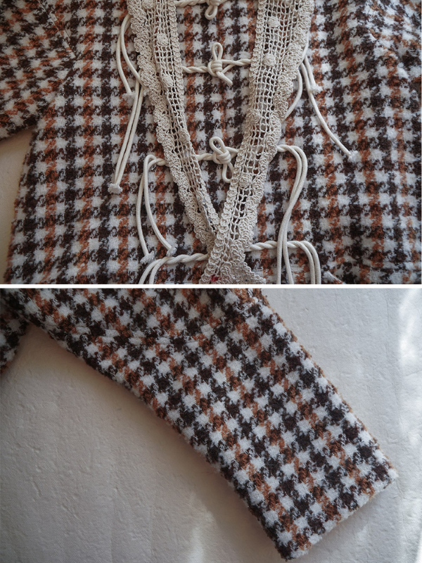 Vintage Houndstooth Lace Trim Coat