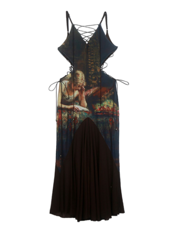 Vintage Glam Bronze Print Dress