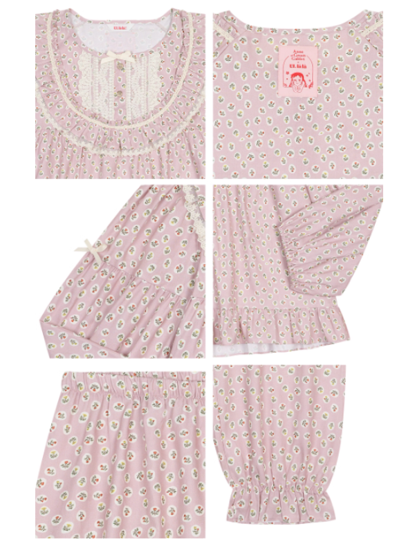 Blush Daisy Lace Ruffle Loungewear Set