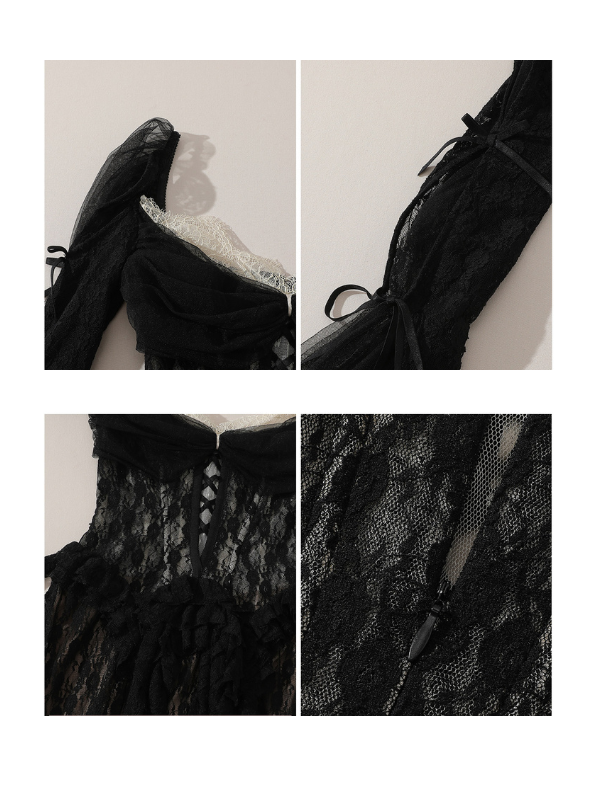 Enchanted Vintage Black Lace Fairytale Dress