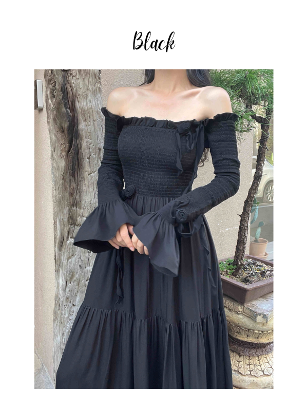 Romantic Cotton Retro Off-Shoulder Dress