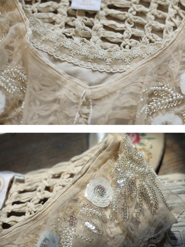 Vintage Lace Embellished Crochet Top