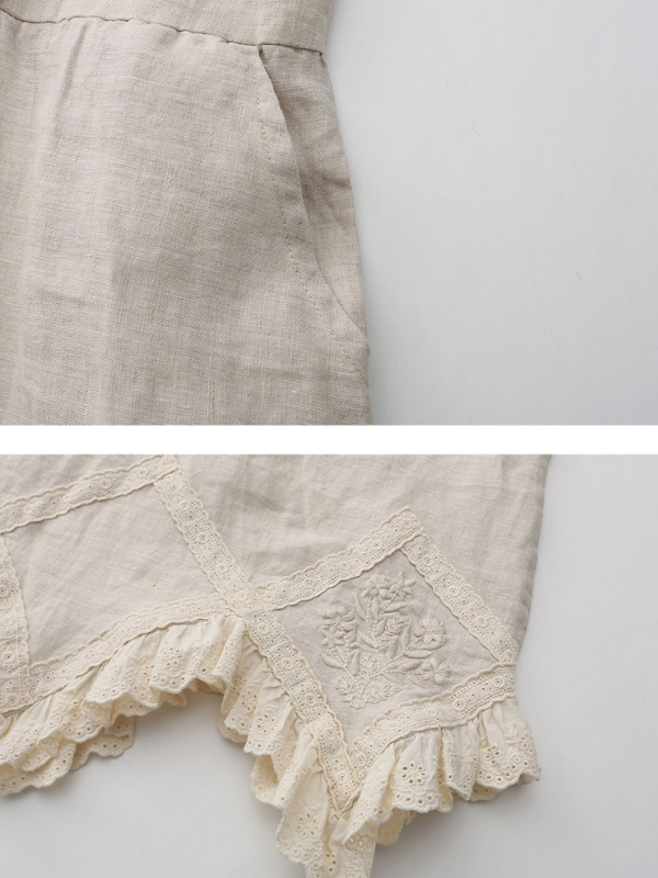 Lace Trim Vintage Linen Apron Dress