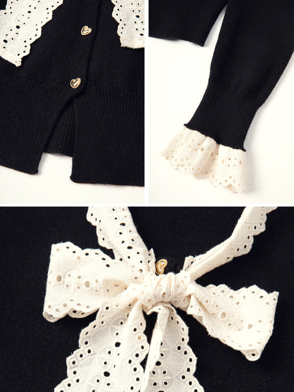 Elegant Bow-Knot Black Sweater