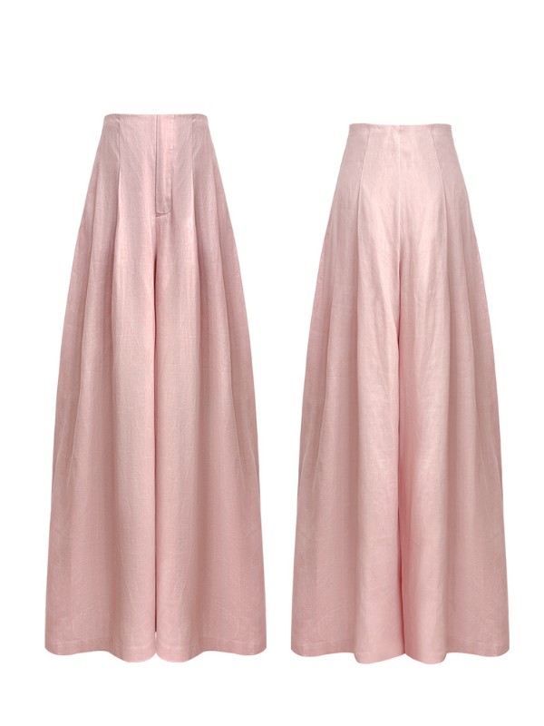 Blush Wide-Leg Flowing Pants