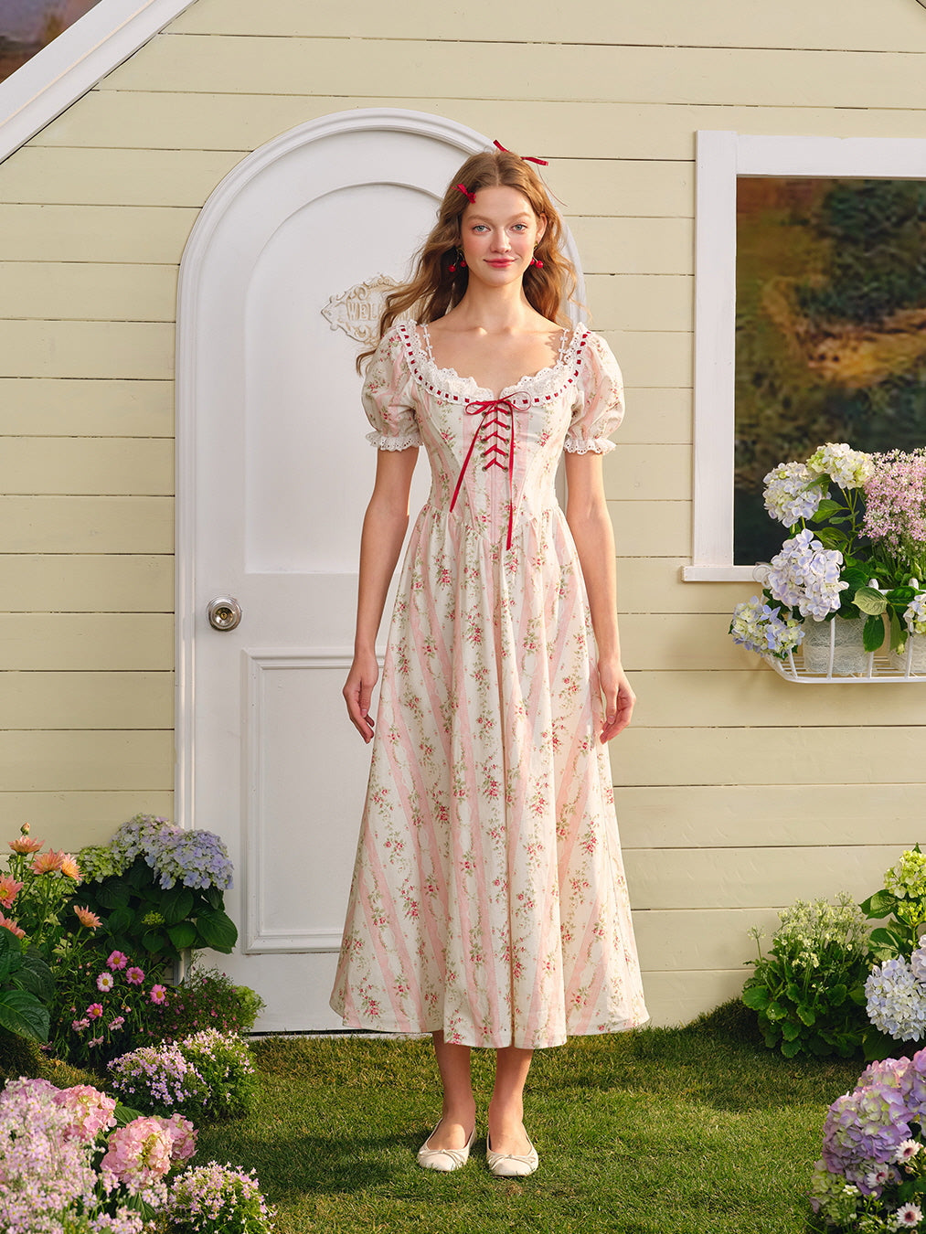 Romantic Vintage Floral Corset Dress