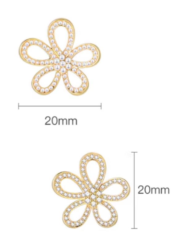 Pearl Zircon Flower Earrings