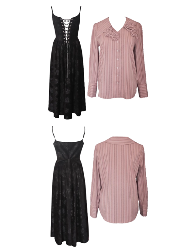 Midnight Rose Lace-Up Vintage Dress