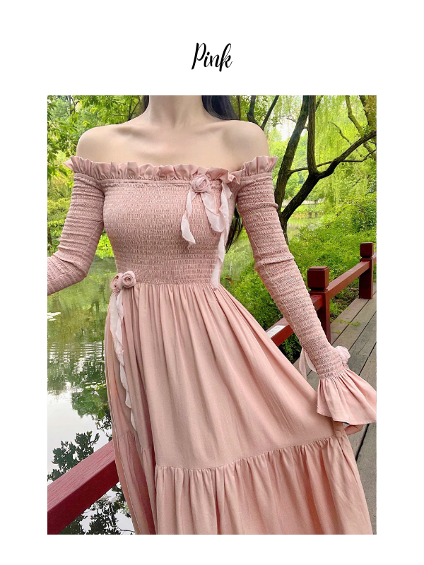 Romantic Cotton Retro Off-Shoulder Dress