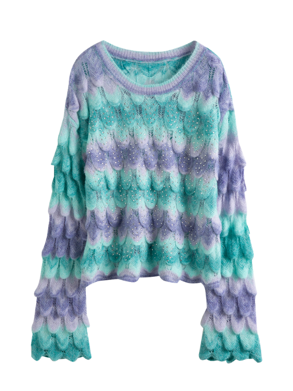 Dreamy Pastel Mermaid Scales Knit Sweater