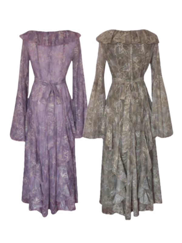 Twilight Garden Sheer Floral Ruffle Dress