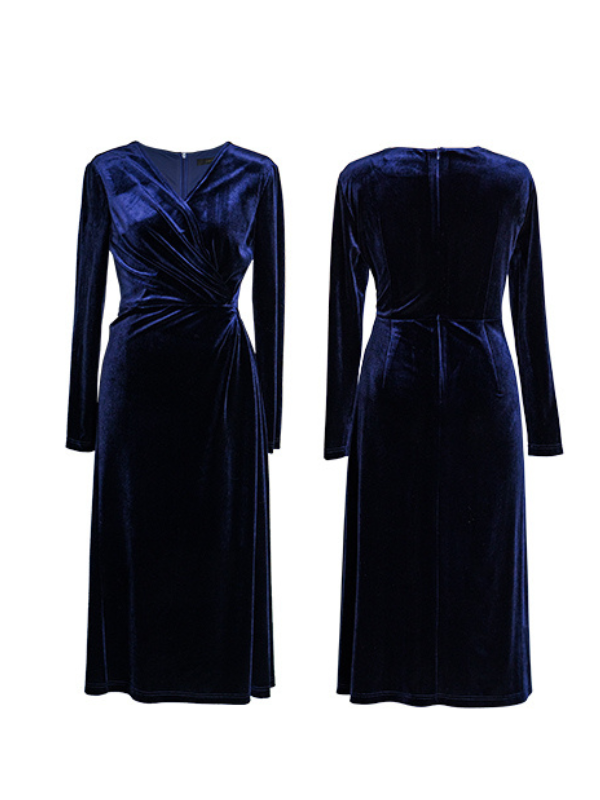 Midnight Elegance Velvet Wrap Dress