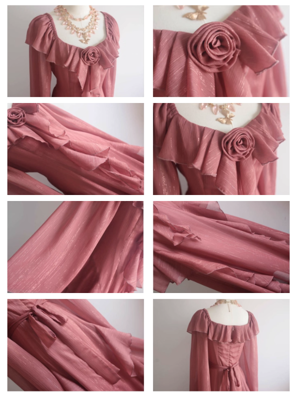 Rose Ruffle Vintage Dusty Pink Dress