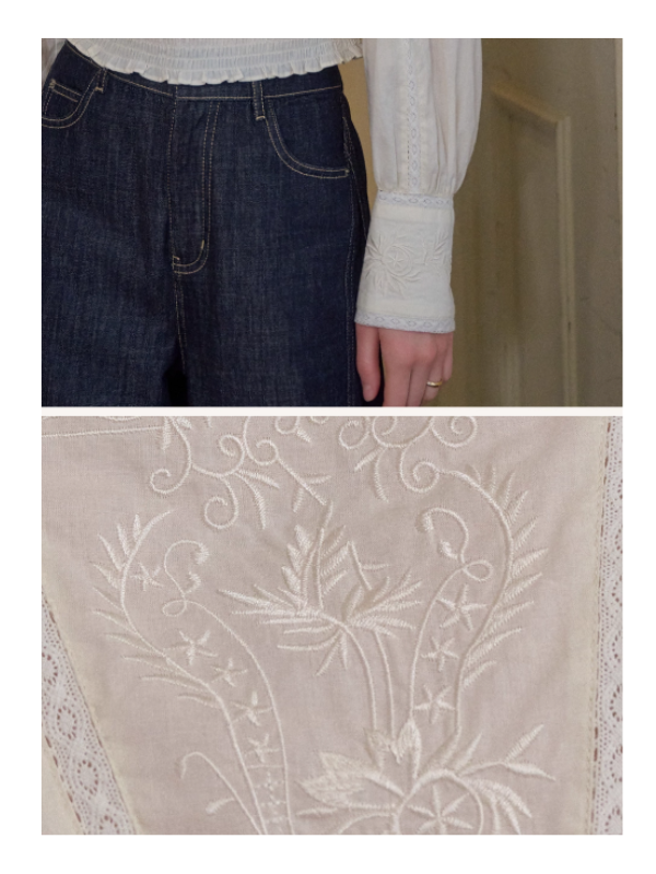 Whispering Garden Embroidered Cotton Blouse