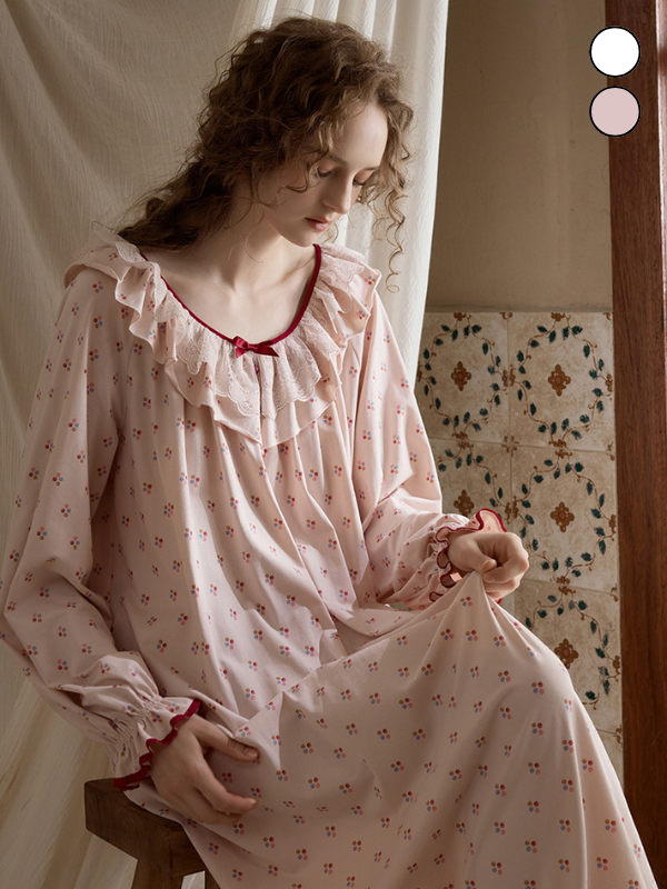 Vintage Rose Ruffle Nightgown
