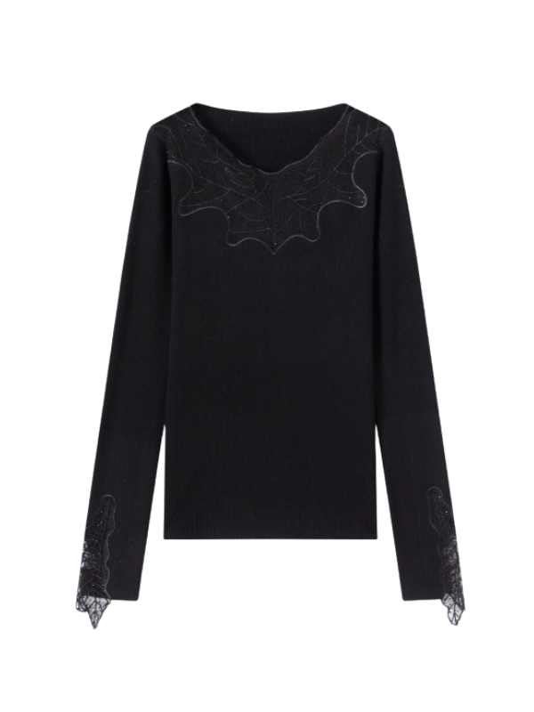 Enchanted Leaf Lace Elegance Knit Top