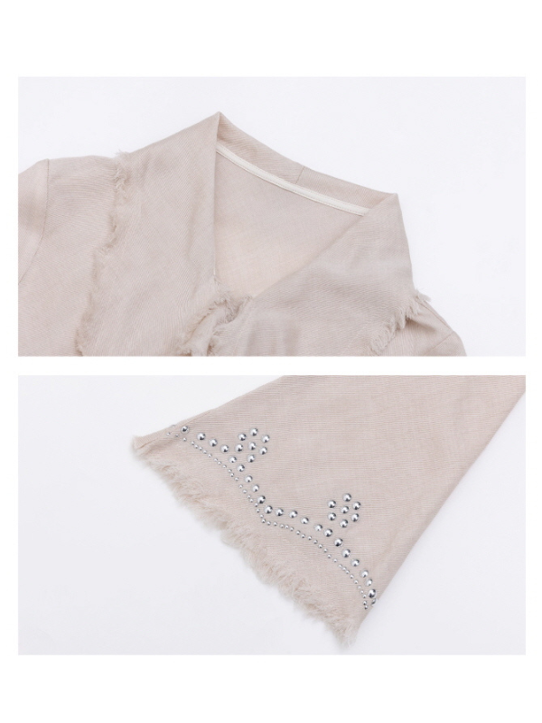 Romantic Frayed Tencel Wool Blouse