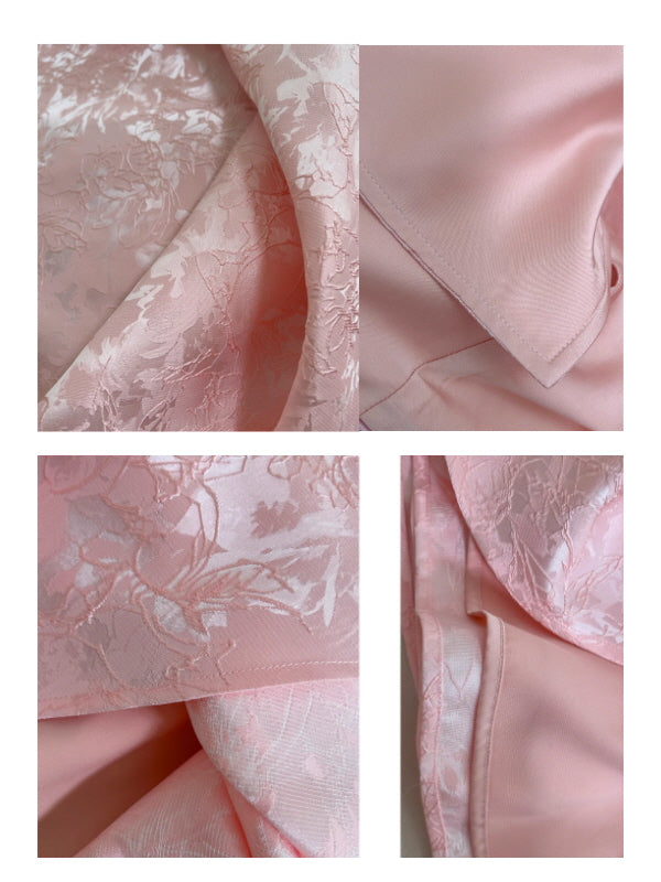 Blush Rosette Jacquard Corset Dress