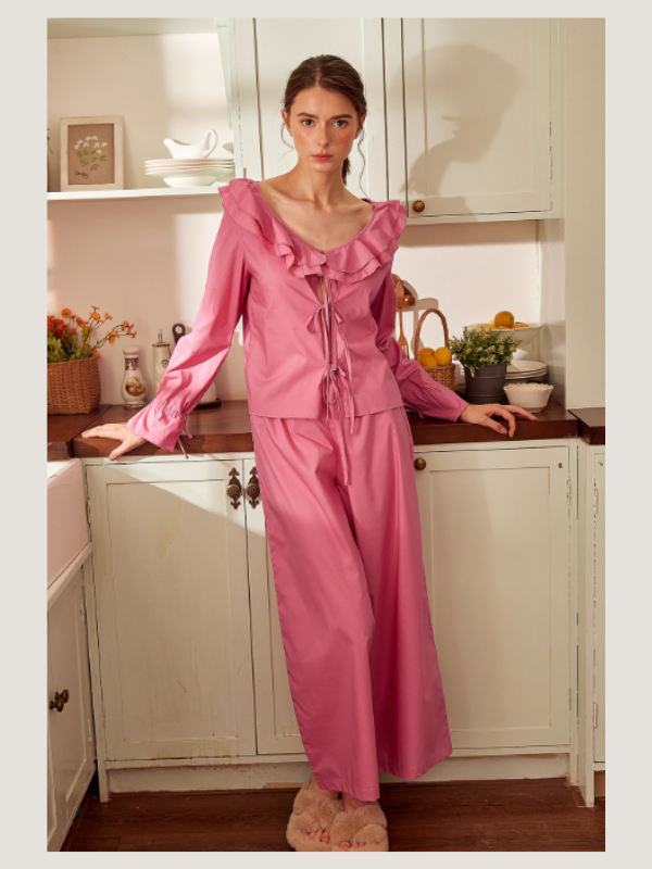 Rose Garden Ruffle Tie Loungewear Set