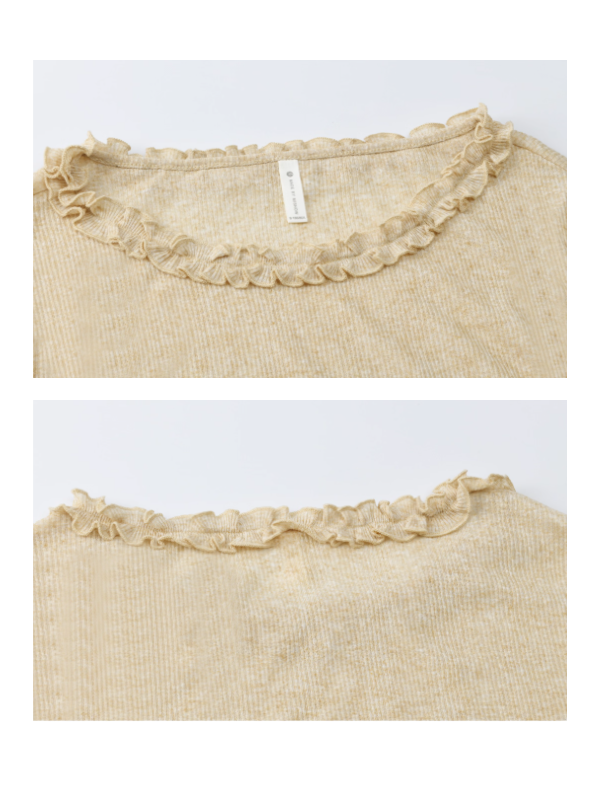 Apricot Ruffle Collar Knit Top with Bohemian Belt