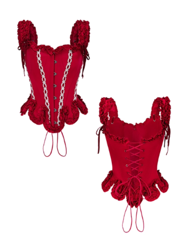 Crimson Rose Lace-Up Vintage Corset