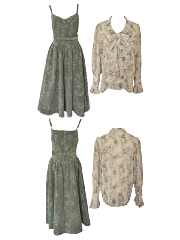 Forest Whispers Vintage Jacquard Dress